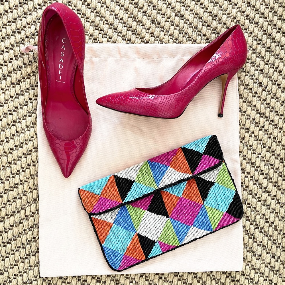 Casadei embossed patent leather pumps